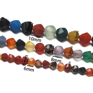 Perles facettées en pierre naturelle 6mm 8mm 10mm multi-taille détail accessoire DIY