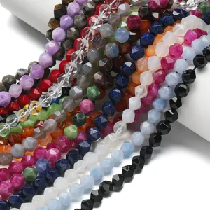 Perles Rondes Facettées en Pierre Naturelle Perles Vrac en Cristal et Pierre Précieuse Pour Fabrication de Bijoux Bracelet Collier DIY
