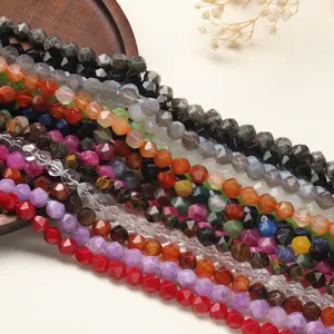 Perles en pierre naturelle à facettes pour fabrication de bijoux DIY, brillance diamant élégante.