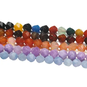 Perles de pierres précieuses facettées naturelles pour bijoux DIY, perles colorées.