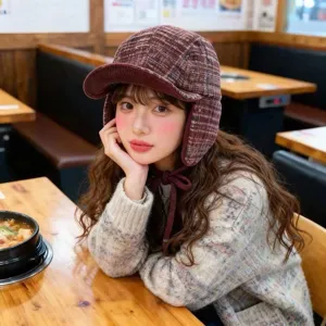 Winter Warme Plüsch Ohrenklappen Mütze Damen Koreanischer Stil Verdickter Fleece Bomber Hut Winddicht Kaltes Wetter Süßer Trapper Hut