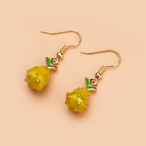 Orecchini pendenti con frutta tropicale carina, gioielli alla moda dorati per donna.