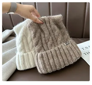 Korean style autumn winter knitted hat cute cat ear wool beanie warm thermal thick cap