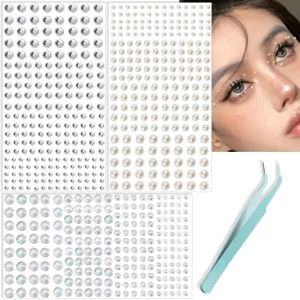 660pcs Face Rhinestones Pearls Self-Adhesive Eye Gems Makeup DIY Festival Crystal Stickers