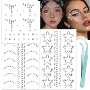 660pcs Face Gems Rhinestones Self-Adhesive Face Stickers Eye Crystals Makeup DIY Body Art
