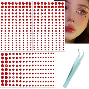 Red face rhinestones self-adhesive crystal eye gems makeup DIY festival body stickers