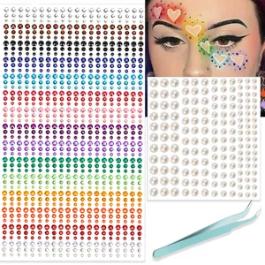 660Pcs Face Gems Rhinestones Pearl Stickers Eye Makeup Body Crystal DIY Craft Decals