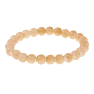 Yellow gemstone bead stretch bracelet for women daily wear simple beaded jewelry design.