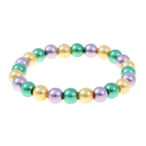 Multi-color mixed beaded elastic bracelet for women, elegant daily wear jewelry accessory.