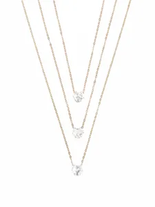 Delicate multi-layer gold chain necklace featuring sparkling heart crystal pendants for women.