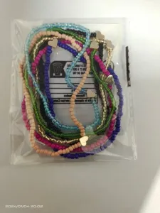 Set di cavigliere multistrato in perline di vetro colorate con ciondoli a cuore donna.