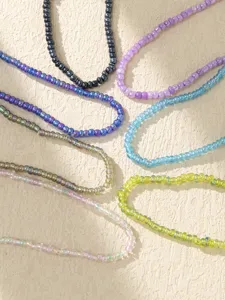 Ensemble de chevillères en perles de verre colorées bohèmes pour femmes bijoux de pied chic