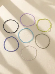 Ensemble de chevillères élastiques en perles colorées bohèmes, bijoux de pied.