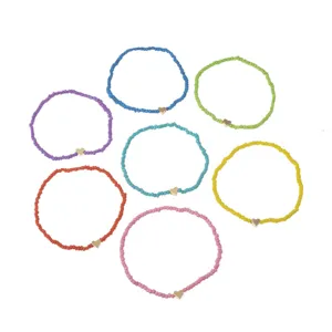 Set di cavigliere con perline colorate ciondolo cuore dorato stile bohémien gioielli da spiaggia