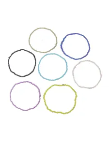 Ensemble de chevillères élastiques perlées bohème colorées vue détaillée perles.