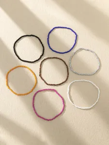 Ensemble de chevillères de perles colorées élastique style bohème plage détail vue