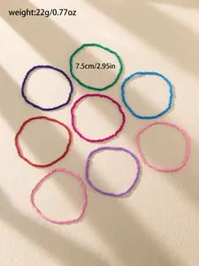 Ensemble de bracelets de cheville en perles colorées bohème, bijoux de pied élastiques.