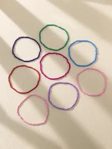 Ensemble de chevillères en perles de verre colorées bohème, bijou de pied élastique.