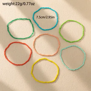 Ensemble de bracelets de cheville en perles colorées style bohème bijoux élastiques détails