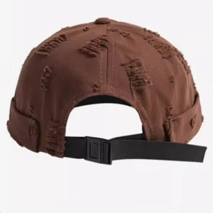 Cappello dockman marrone invecchiato per uomo e donna berretto retrò senza visiera hip hop.