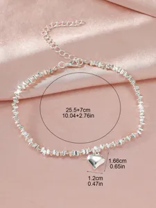 Minimalistische silberne Herz Fußkette mit Verlängerungskette, eleganter Kettenschmuck für Damen.