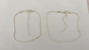 Silbernes Glitzer Kette Fußkettchen Armband mit Verlängerung und Karabiner für Strand Party