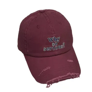Cappellino da baseball bordeaux slavato in cotone, cappello vintage ricamato per uomo e donna.