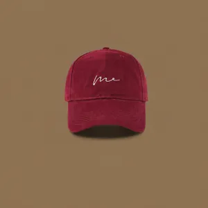 Classic maroon baseball cap with white embroidered text, stylish casual hat for men and women.