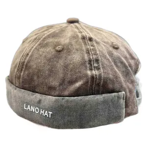 Vintage washed βαμβακερό docker cap χωρίς γείσο ρετρό miki hat για άνδρες γυναίκες.