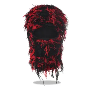 Unisex Knitted Balaclava Hat Funny Single Hole Ski Mask Acrylic Tassel Warm Beanie For Outdoor Party Winter