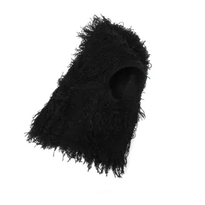 Black shaggy knit balaclava winter warm face mask funny party outdoor ski cap for adults