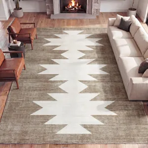 Minimalistisch groot vloerkleed met geometrisch patroon voor woonkamer en slaapkamer.