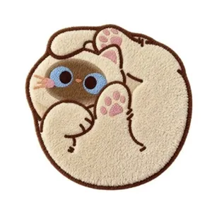 Cute cartoon cat shaped imitation cashmere floor mat, soft bedside carpet for home living room decor.