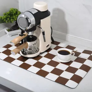 Checkered diatomaceous earth drainage mat anti-slip kitchen coffee machine absorbent dry mat