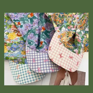 French vintage Monet garden floral triangle headscarf hat for women summer outdoor