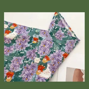 French retro floral triangle scarf women fashion spring summer outdoor head wrap cute hair band