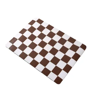 Non-slip Checkered Diatomaceous Earth Draining Mat Absorbent Kitchen Coffee Bar Pad
