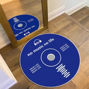 Ronde blauwe vinyl plaat patroon vloermat, stijlvolle moderne woonkamer slaapkamer tapijt.