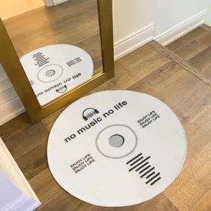Rond Vinyl Platen Tapijt CD Schijf Vormig Pluizig Tapijt Esthetisch Muziek Thema Vloermat Voor Woonkamer Slaapkamer