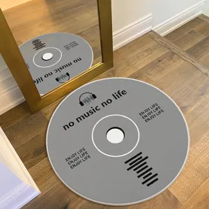 Rond grijs schijf vloerkleed vinyl record stijl esthetische mat voor woonkamer slaapkamer