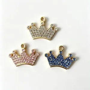 Pendentif Étiquette Couronne en Strass pour Animaux Collier de Chien et Chat en Alliage Accessoire Anti-Perte Plaque d'Identification Animale