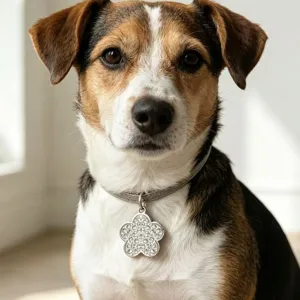 Pendentif collier de chien strass fleur alliage de zinc anti-perte accessoire chat id
