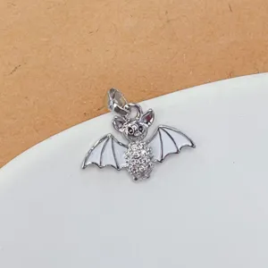 Halloween argenté chauve souris pendentif collier strass émail bijoux accessoires DIY