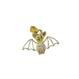 Pendentif chauve-souris Halloween plaque or zircone cubique brillant bijoux de mode