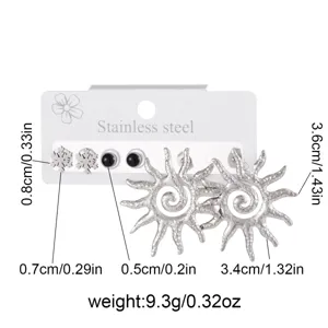 Edelstahl Geometrische Ohrring Set mit Schneeflocke Kugel und Sonne Ohrringe Damen.