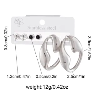 Edelstahl geometrisches Ohrring Set minimalistische unregelmässige Creolen Schmuck