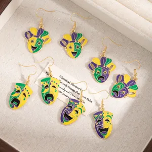 Boucles d'Oreilles Trompette Masque de Clown Souriant de Dessin Animé Créatif Alliage Émail Bijoux de Fête de Carnaval pour Femmes