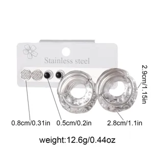 Edelstahl geometrisches Ohrring Set minimalistische Retro Ohrstecker Damenschmuck Set