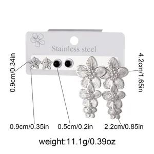Edelstahl Mehrschichtige Blumen Ohrstecker Set Geometrischer Modeschmuck Damen