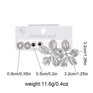 Edelstahl geometrische Ohrringe Set mit retro minimalistischen Blumen Ohrstecker Detail